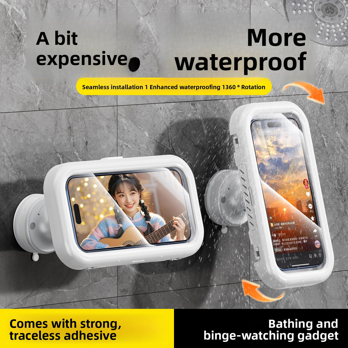 360 Rotating Retractable Waterproof Phone Holder